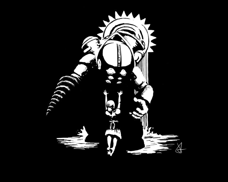 Giant Robot and Child — Black