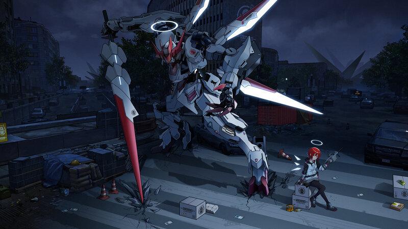 Giant Robot and Girl — Gray