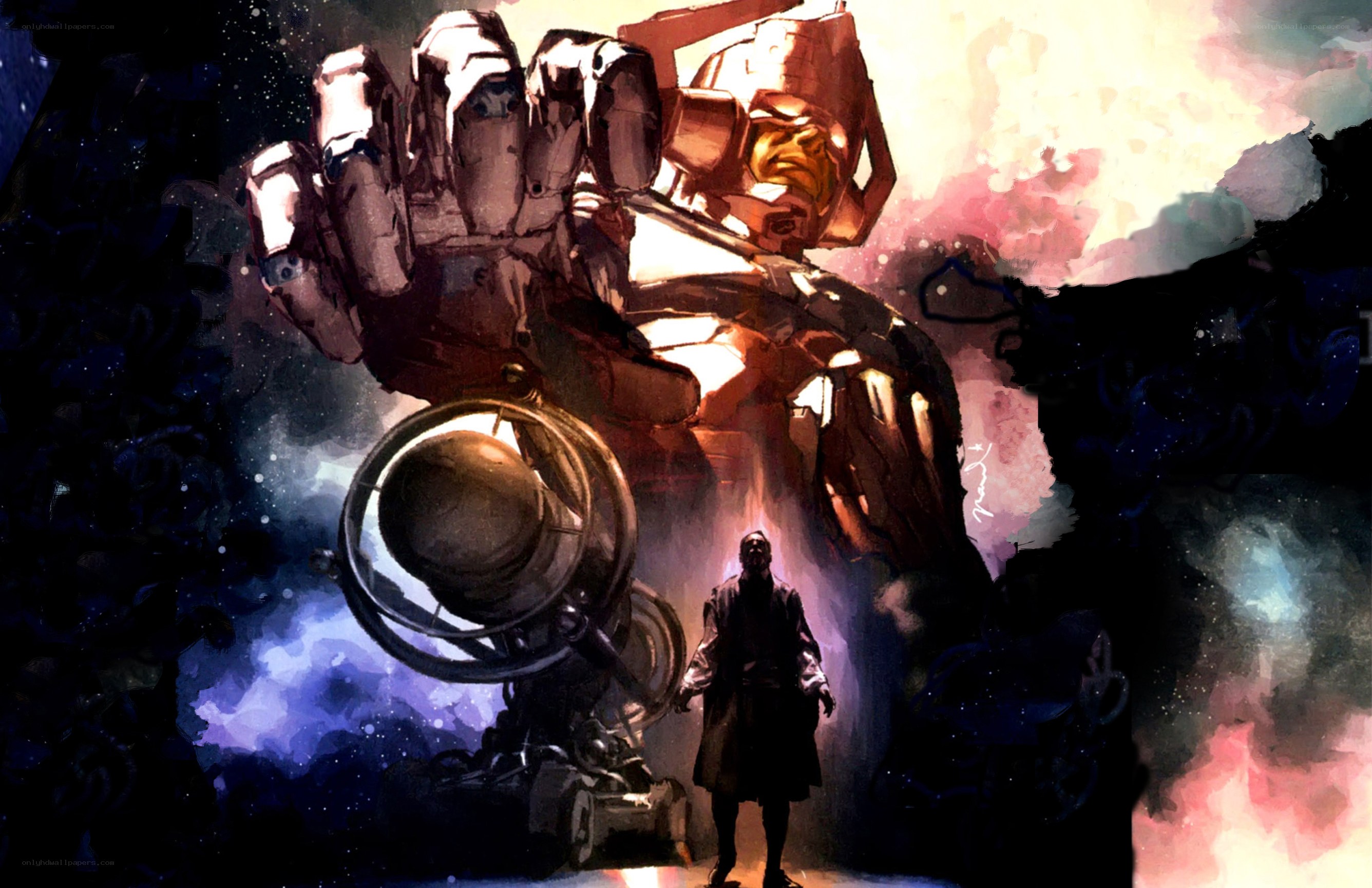 giant robot and lone figure