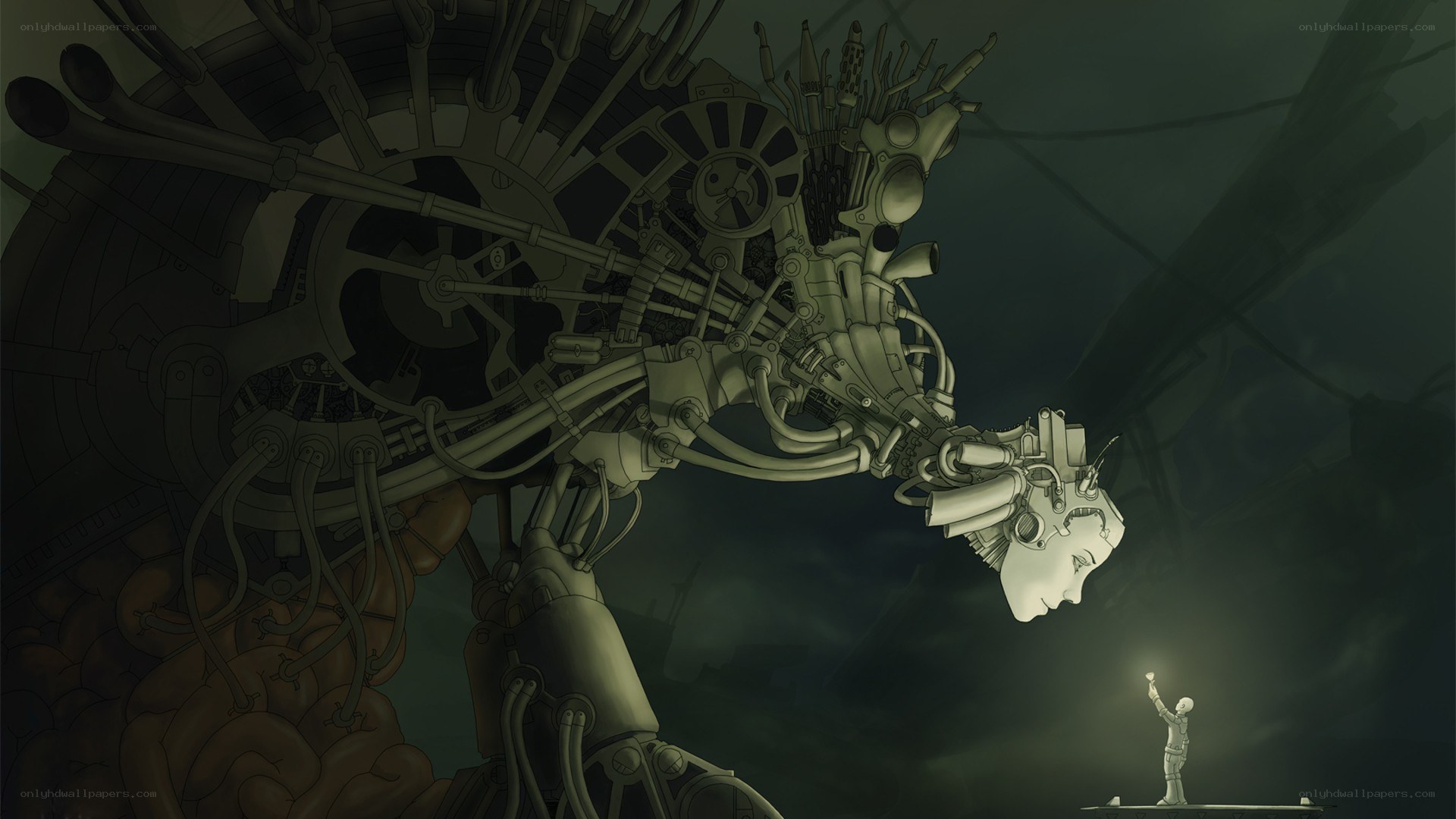 giant robot and small figure