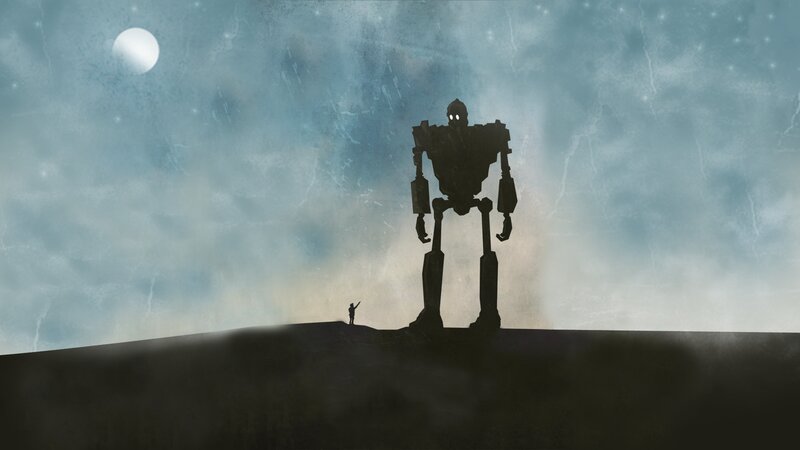 Giant Robot and Small Figure — Blue
