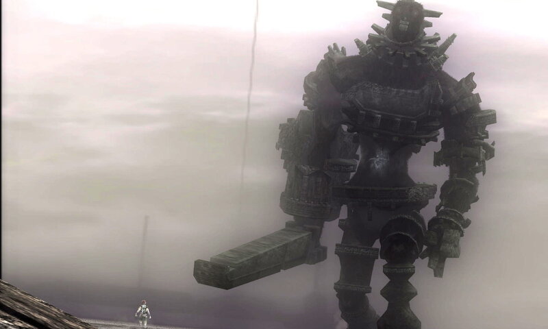 Giant Robot and Small Figure — Gray, Dramatic