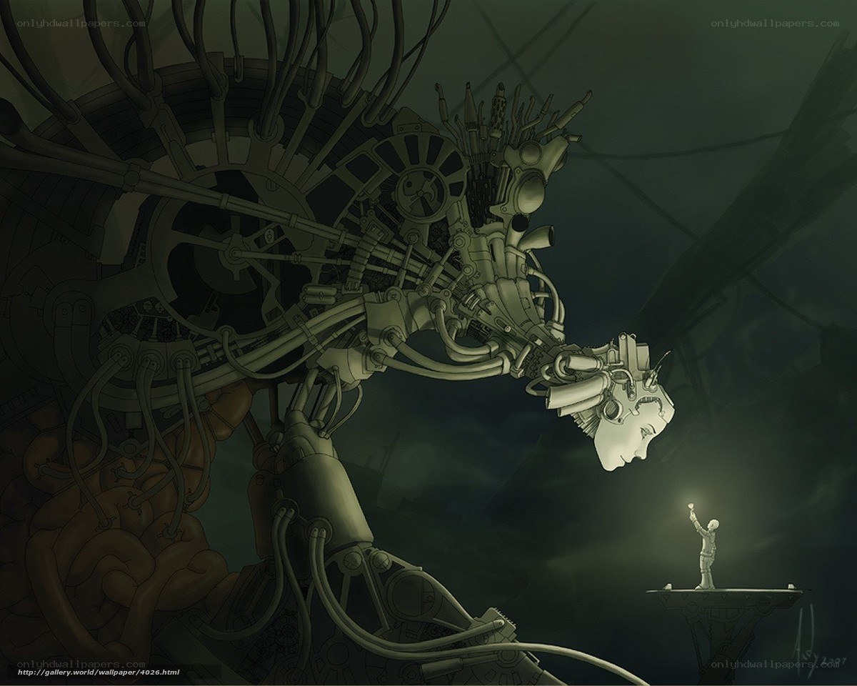 giant robot and small figure