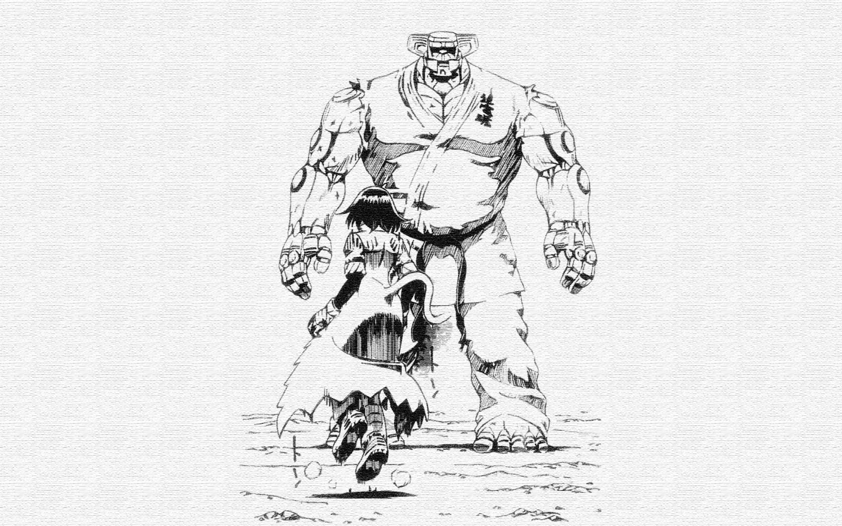 giant robot and small girl