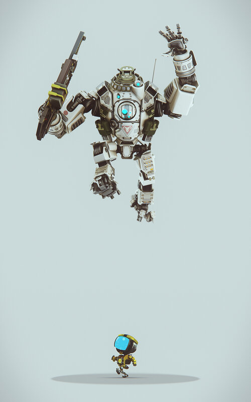 Giant Robot and Small Robot — White