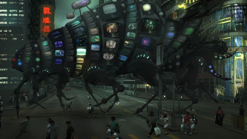Giant robot bug in city