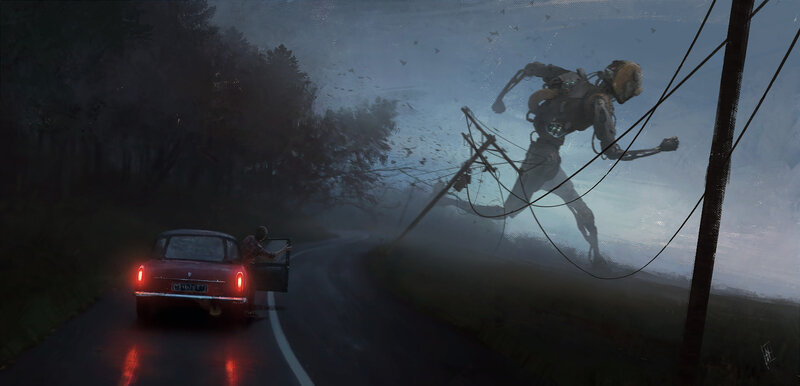 Giant Robot Chasing Car