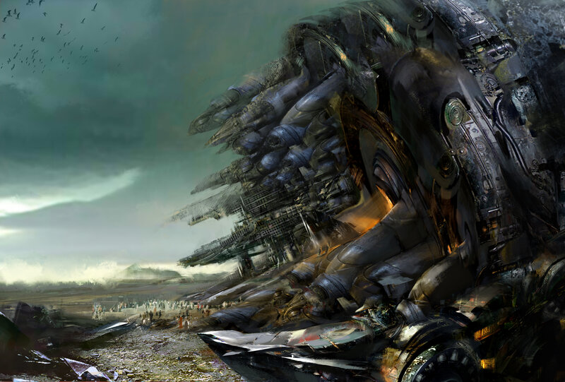 Giant robot crash site