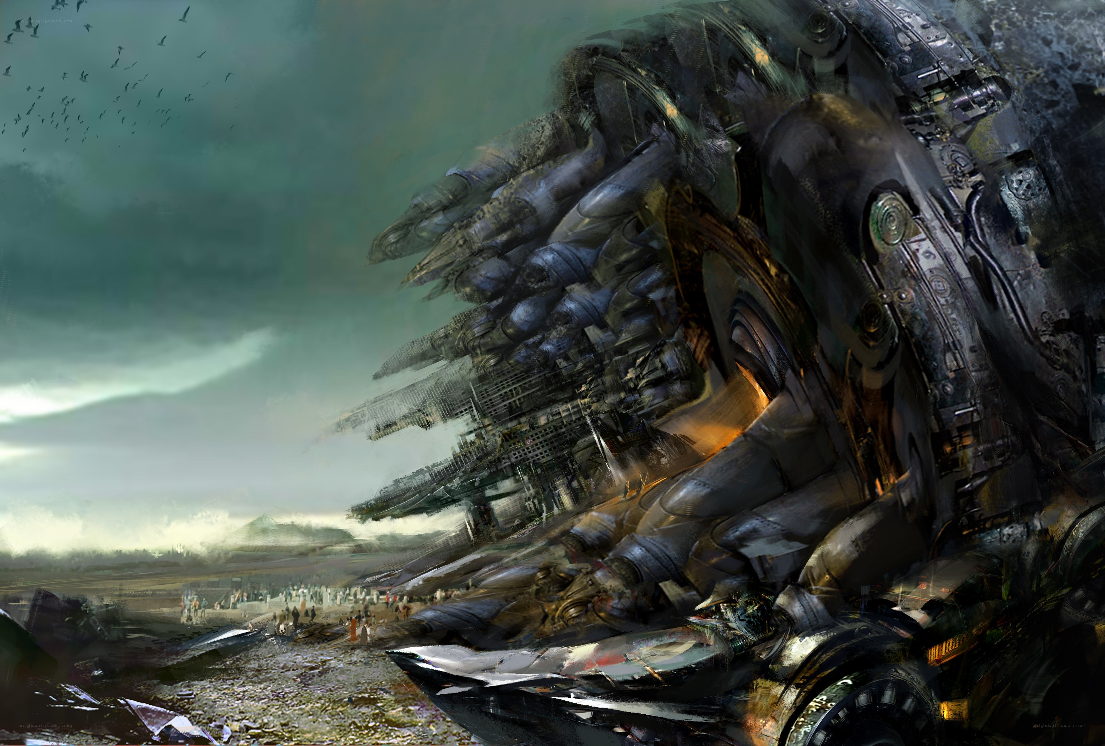 Giant robot crash site