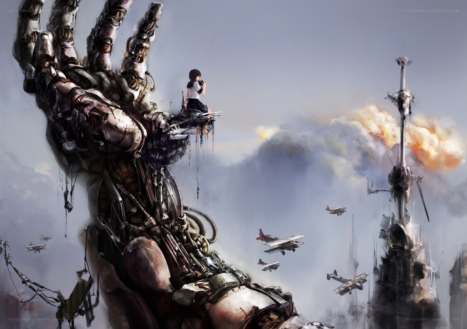 giant robot hand in war