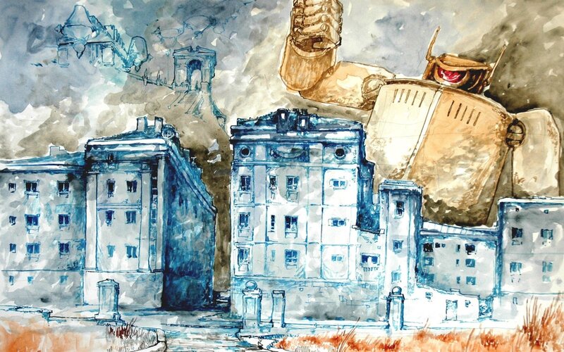 Giant robot in a city