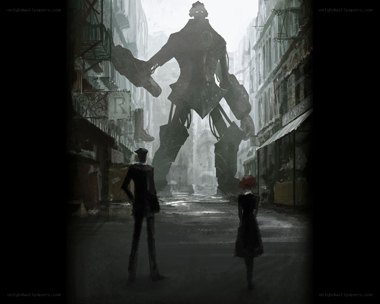 Giant robot in a city street