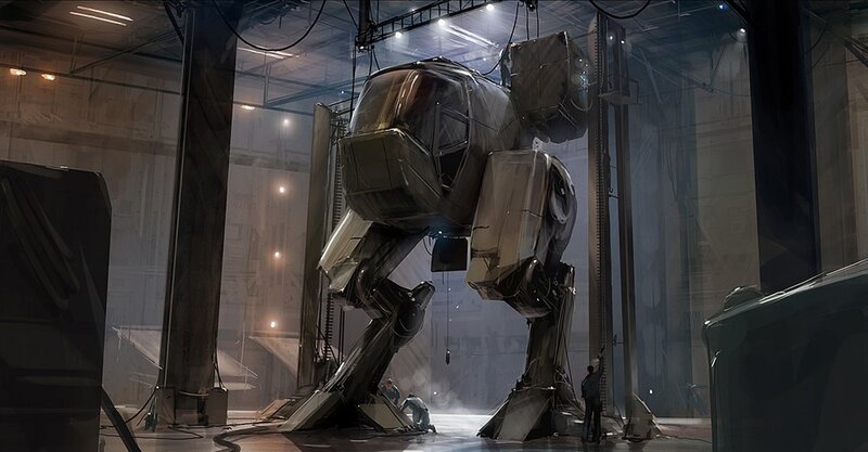 Giant robot in a factory