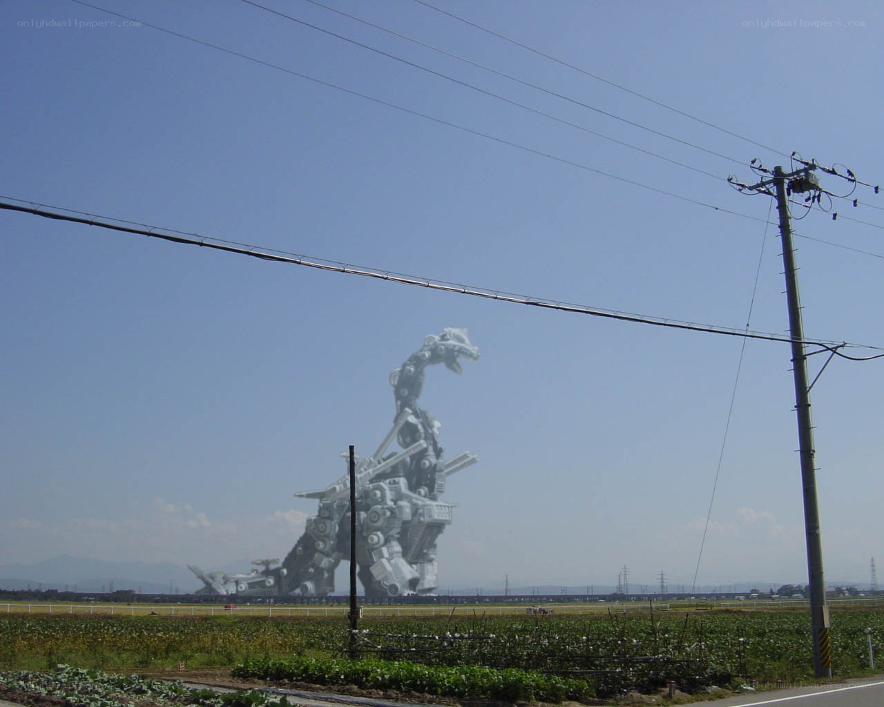 giant robot in a field