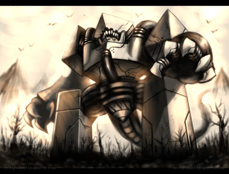 giant robot in a wasteland