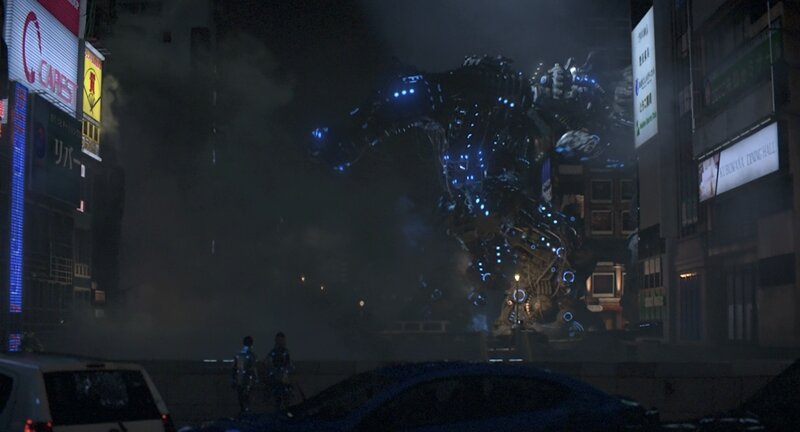 Giant Robot in City — Black, Dark, Dramatic