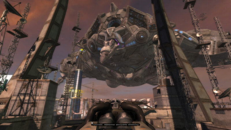 Giant Robot in City — Gray, Dramatic, Sunset