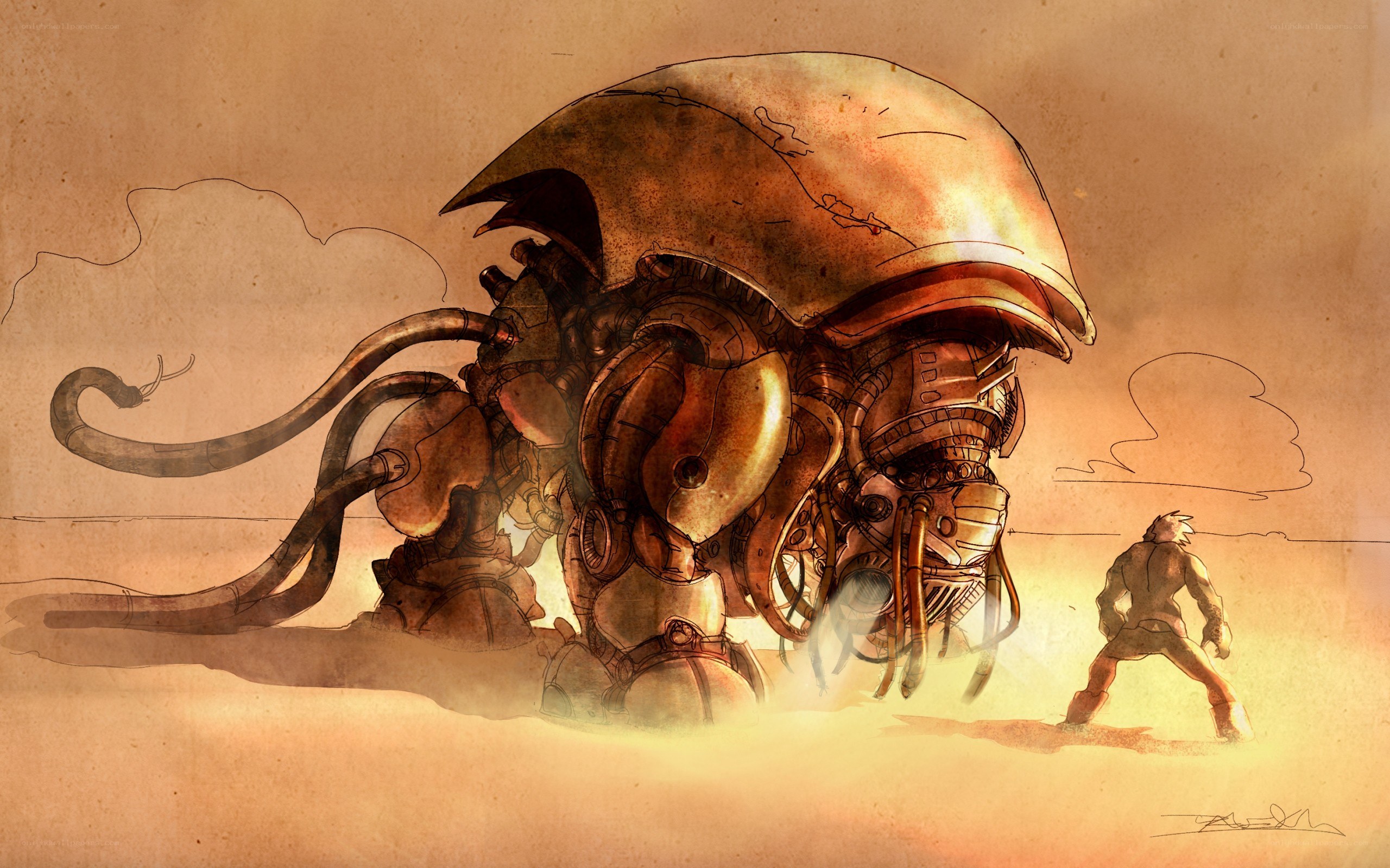 giant robot in desert
