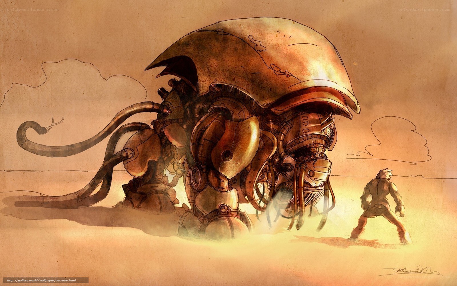 giant robot in desert