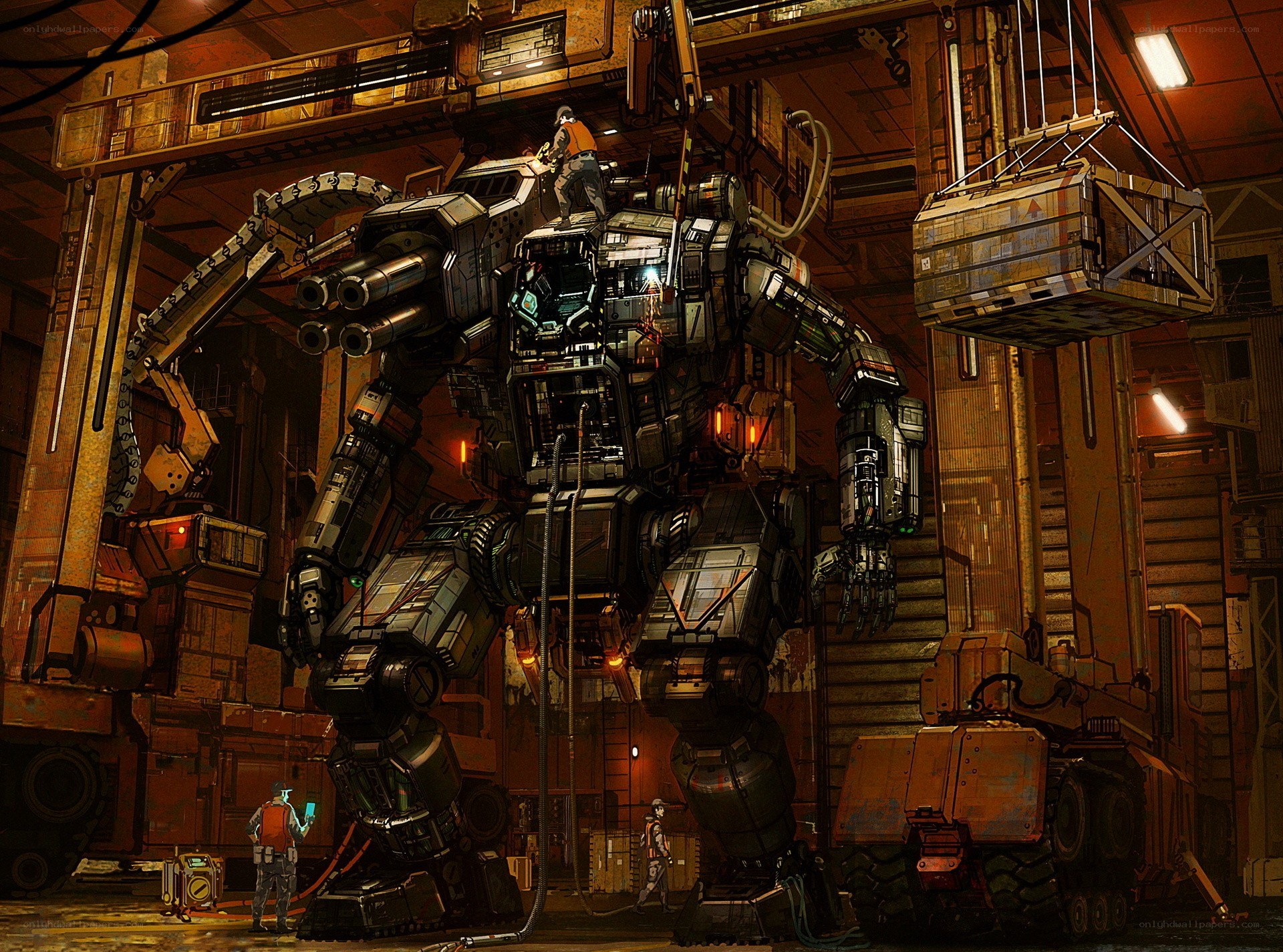 Giant robot in factory