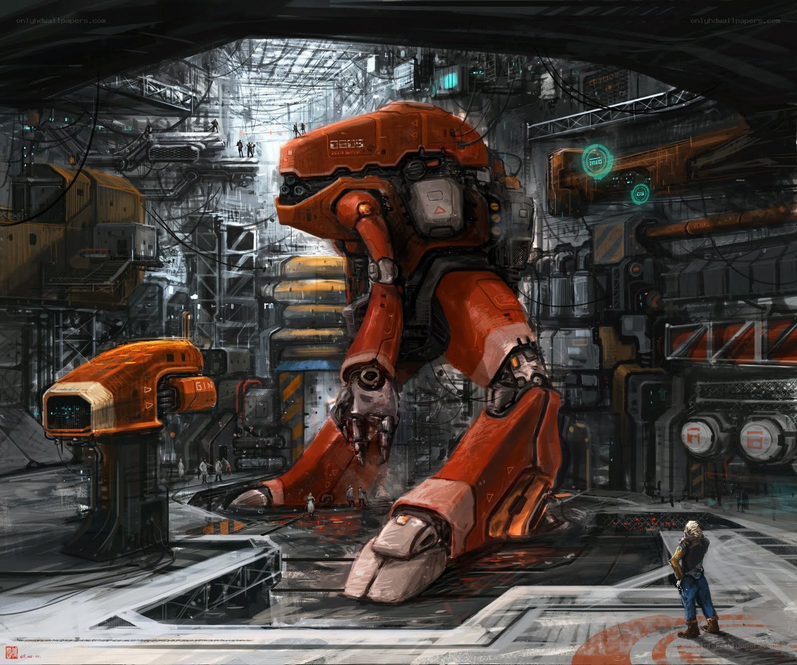Giant robot in factory