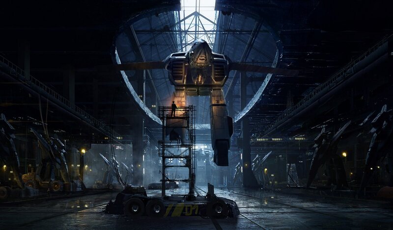 Giant robot in factory