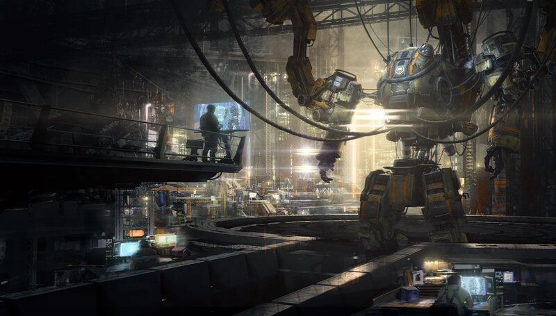 Giant Robot in Factory — Black
