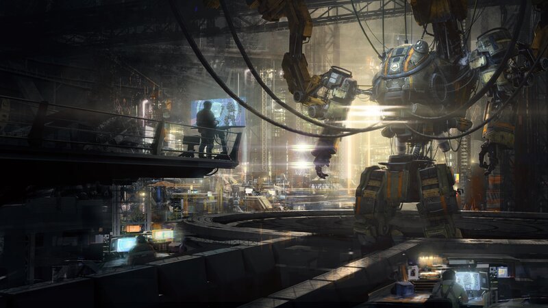 Giant Robot in Factory — Gray