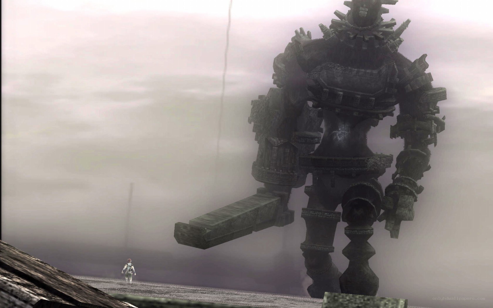 giant robot in fog