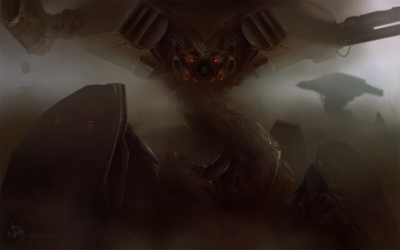 Giant Robot in Fog — Black