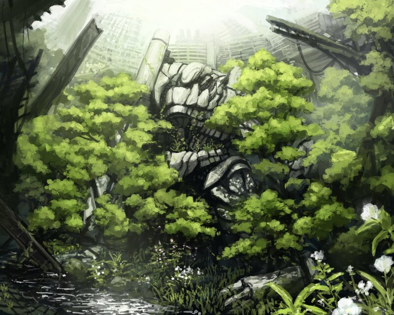 Giant Robot in Forest — Green