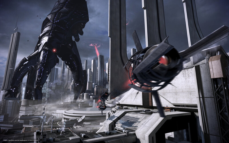 Giant robot in futuristic city