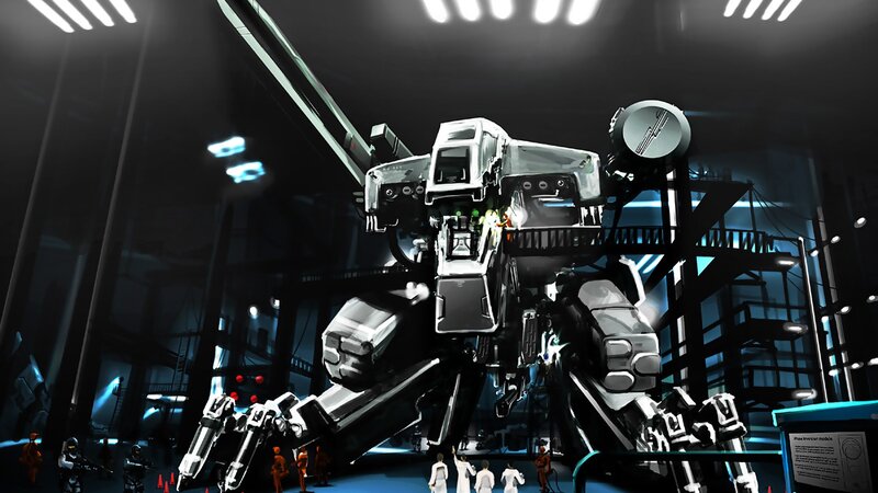 Giant Robot in Hangar — Black