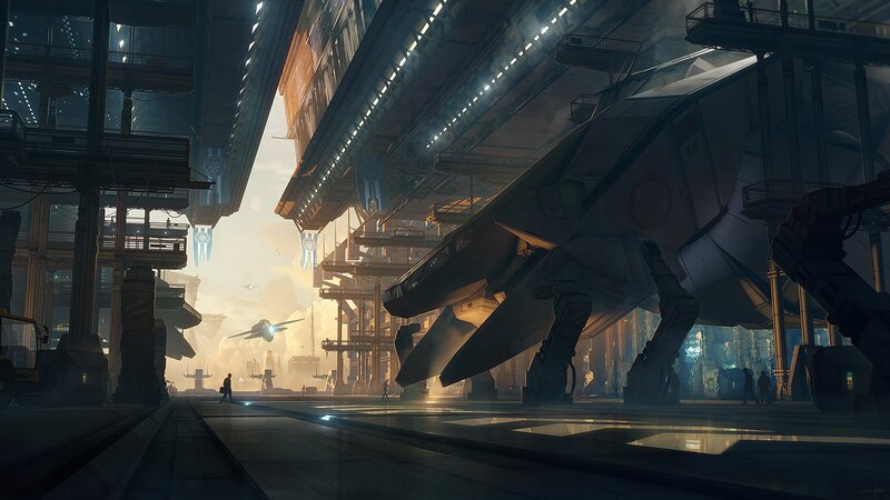 Giant Robot in Hangar — Gray
