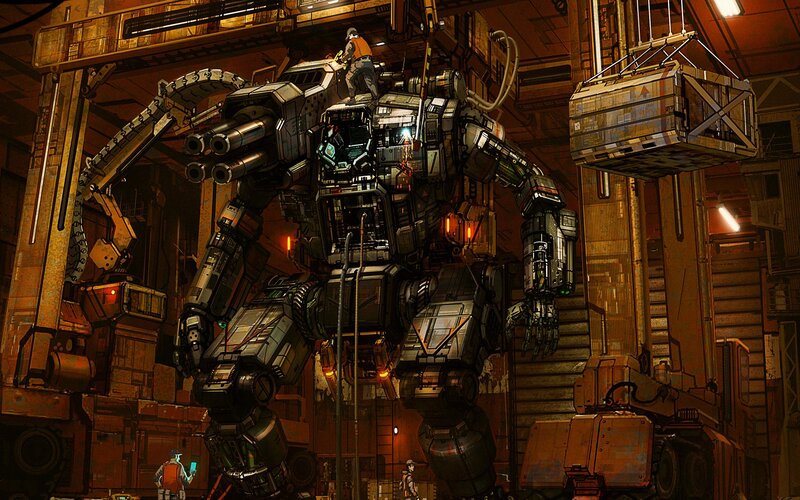 Giant Robot in Hangar
