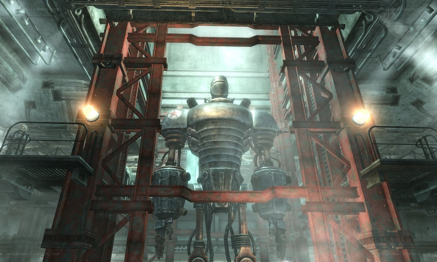 giant robot in industrial facility