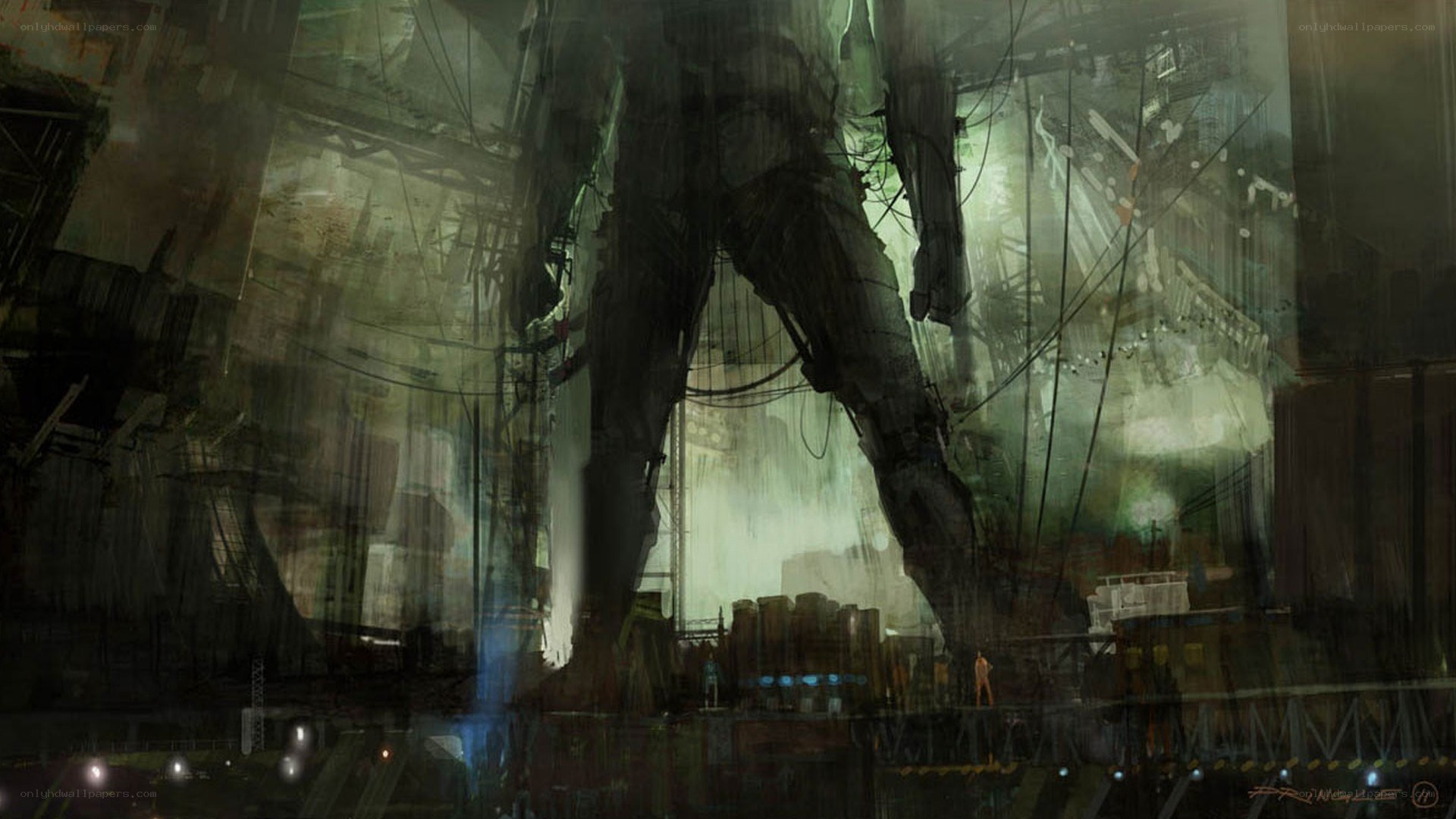 giant robot in industrial facility