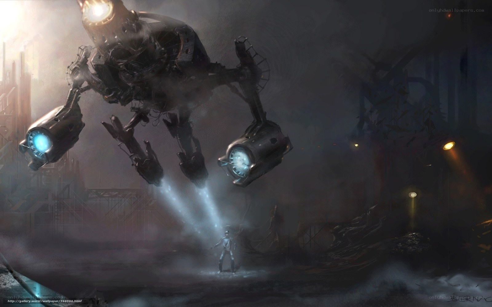 giant robot in industrial ruin