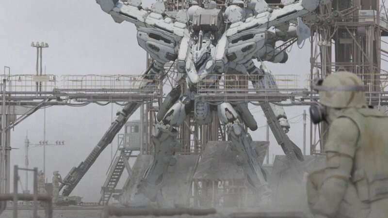 giant robot in industrial zone