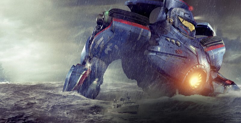Giant Robot in Ocean — Blue, Dramatic, Digital Art