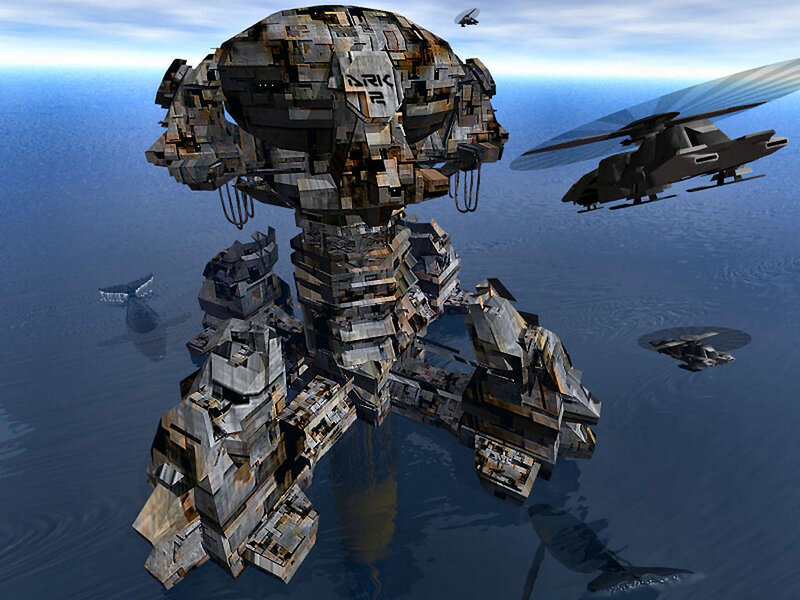 Giant Robot in Ocean