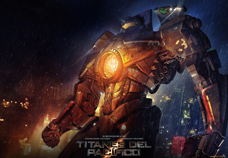 Giant Robot in Rain — Black, Dramatic, Night, Digital Art