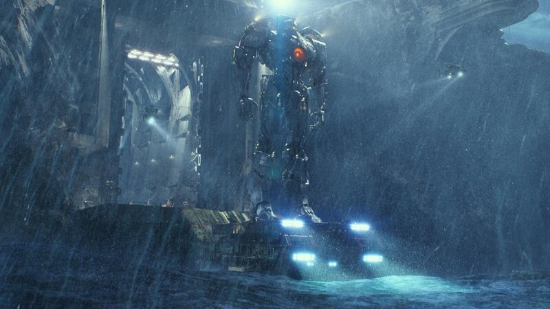 Giant Robot in Rain — Blue, Dramatic, Night, 3d Render
