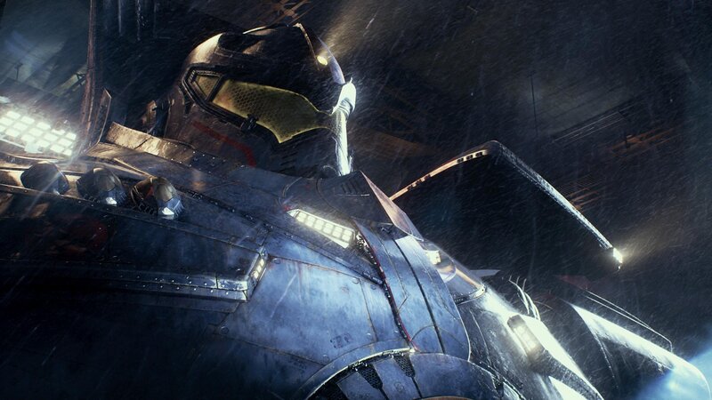 Giant Robot in Rain — Gray, Dramatic, Night, 3d Render, Lighting