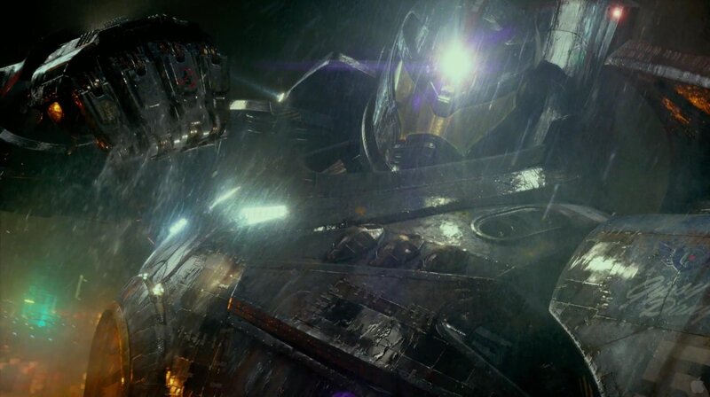 giant robot in rain