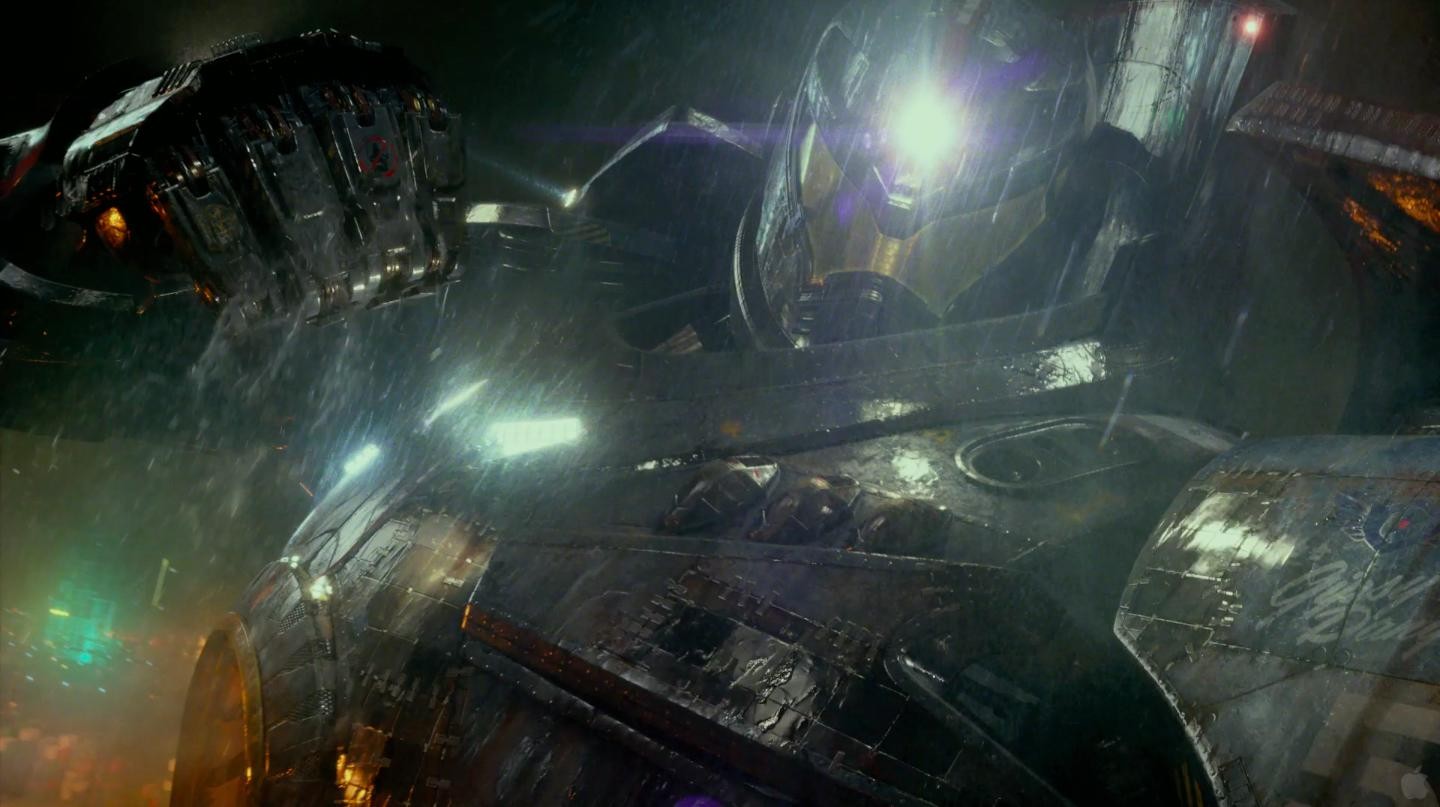 giant robot in rain