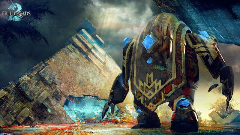 Giant robot in ruined city