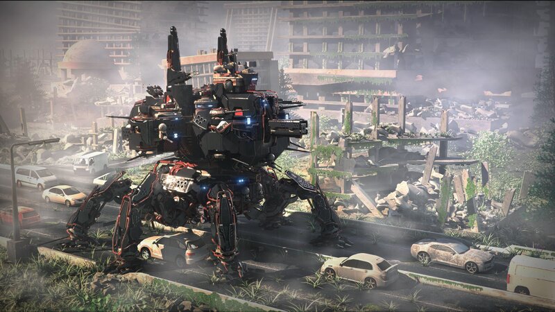 Giant Robot in Ruins — Gray, Apocalyptic