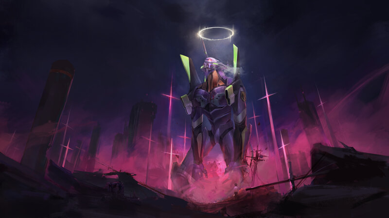 Giant Robot in Ruins — Purple