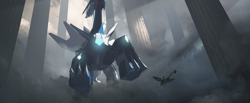 Giant Robot in Storm — Gray, Dramatic, Digital Art